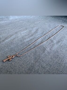 Sterling Silver Ankh Pendant Necklace - Silver